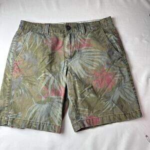 American Eagle Prep preppy Men 32 Tropical Print Chino Khaki Shorts